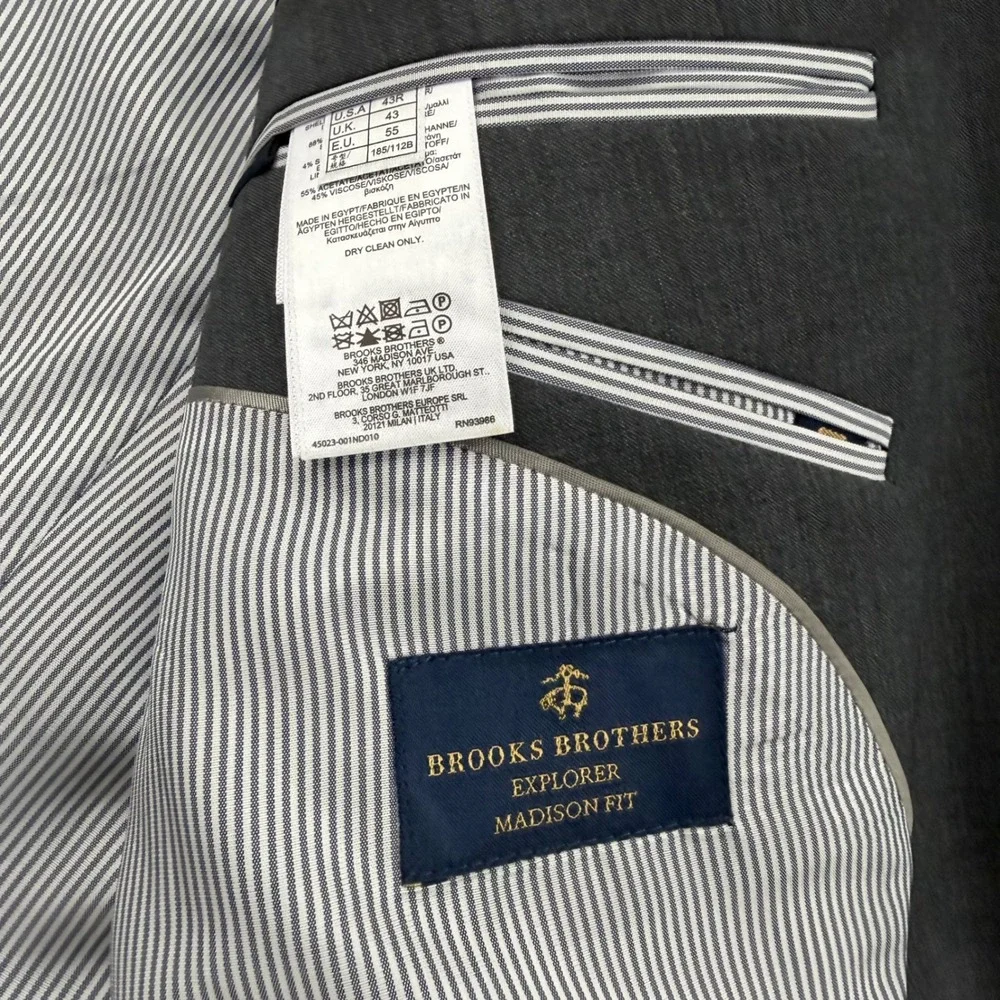 Brooks Brothers Blazer Mens 43R Gray Explorer Madison Fit Wool Blend‎ Sport Coat